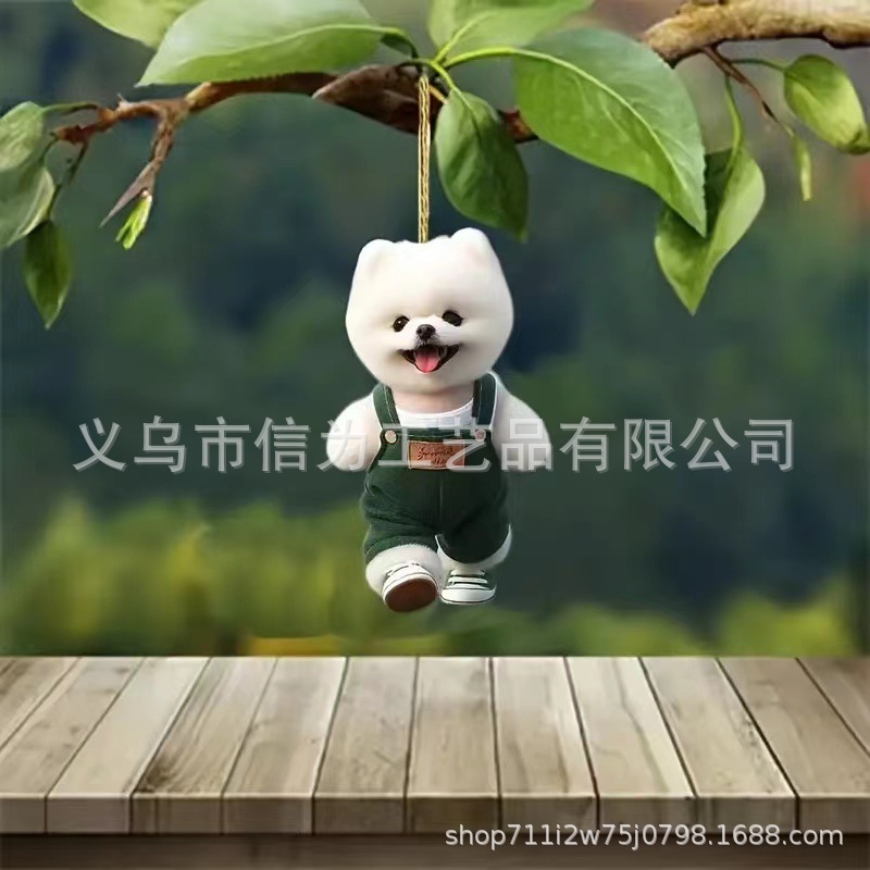 Cross-border nuevo creativo 2D lindos perros de peluche cachorro hombre mochila colgante acrílico colgante de automóvil
