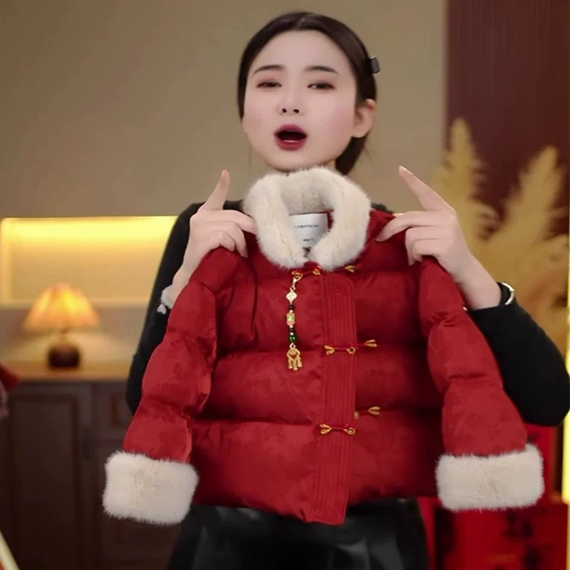 Национальный стиль 2025: новая зимняя детская мода — Ханьфу, новый китайский дизайн, утепленный, теплый наряд с узорами сливы, орхидеи, бамбука и хризантемы для Нового года.