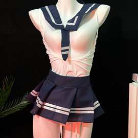 沫沫月情趣内衣 制服套装开裆诱惑角色扮学院百褶裙水手服