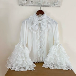 Lolita洋装甜美可爱蕾丝dolllolita姬袖衬衫长袖jsk内搭衬衫上衣