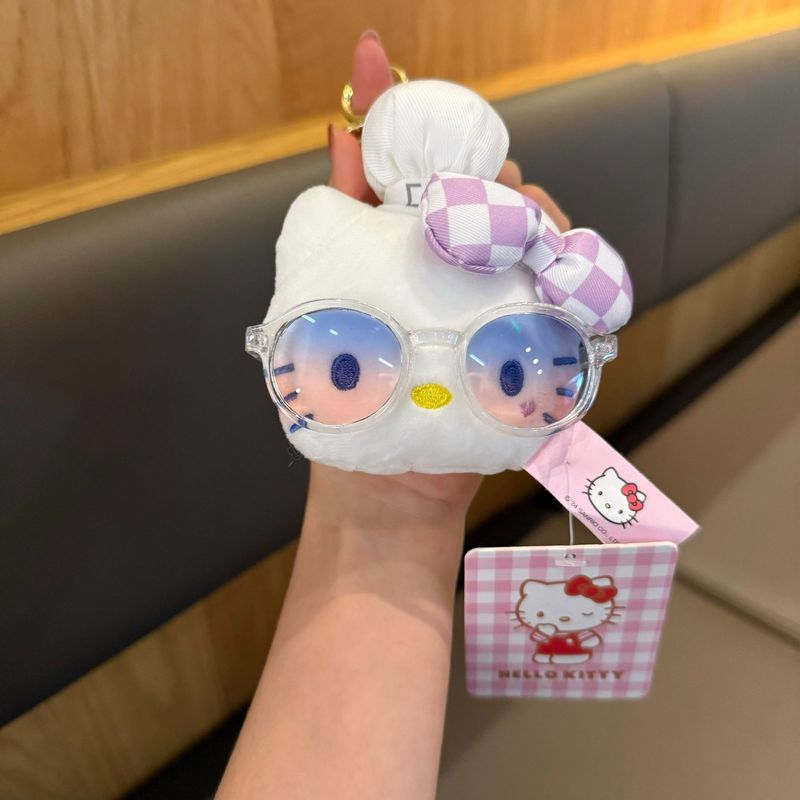 正版三丽鸥HelloKittykt头钥匙扣包包挂件眼睛系列潮流手链时尚礼|undefined