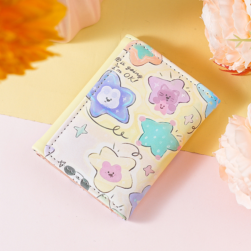 Cartoon cartera de cambio impresa encantadora multifuncional 2 - en - 1 cartera cartera de comercio exterior cartera de tarjetas de tres plegables