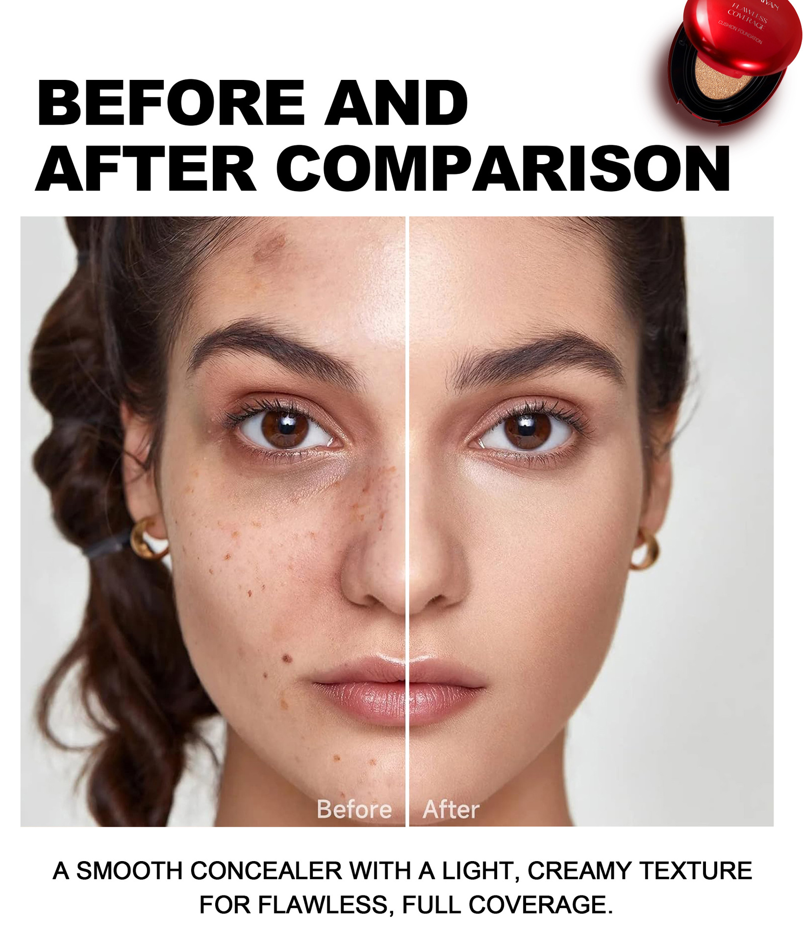 The cross-border foundation provides long-lasting concealer without smudge, and does not cause powder to stick on oily skin. The handaiyan red shell foundation does not come off Application Scenario