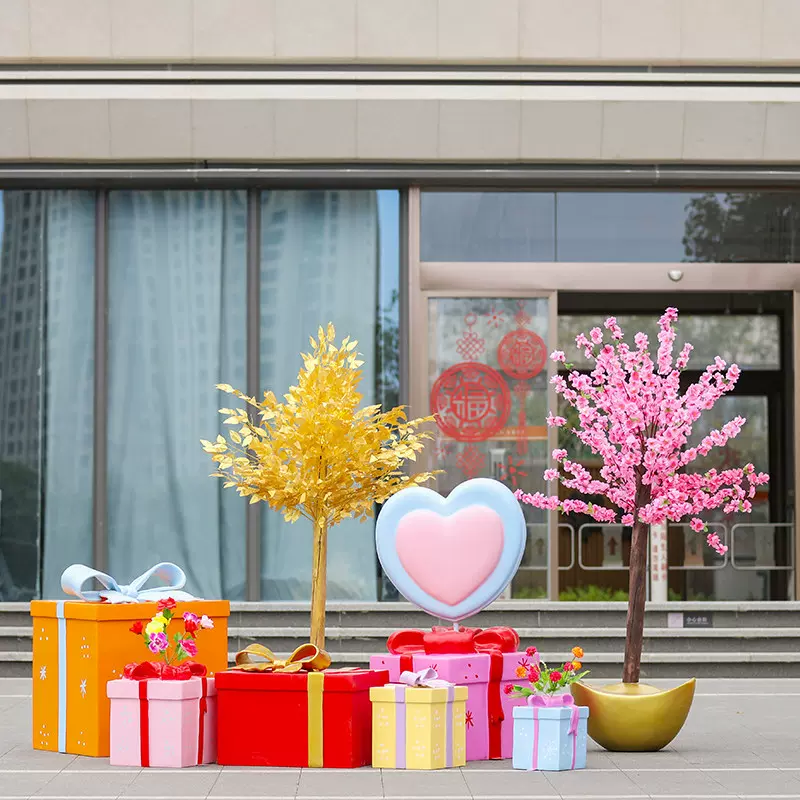 2026新年场景礼盒道具布置装饰摆件商场美陈马年户外模型景观雕塑