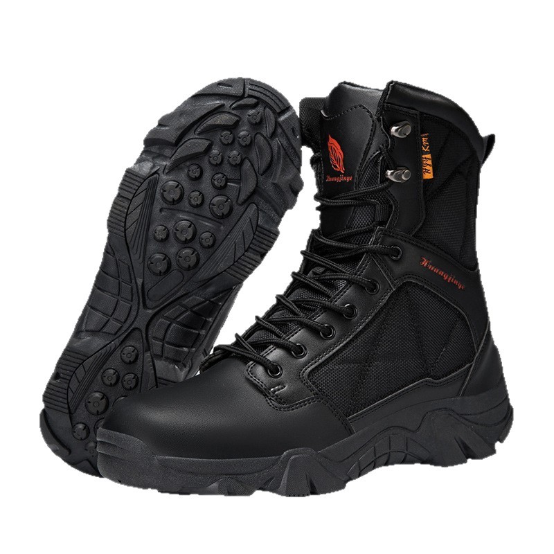 Botas tácticas de acero de alto perfil, botas militares para hombres, zapatos de seguridad al aire libre impermeables y resistentes a la nieve.