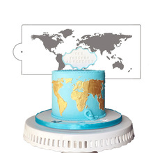 喷花模地球地图镂空拉花模蛋糕饼干 DIY烘焙装饰模板 绘画手绘模