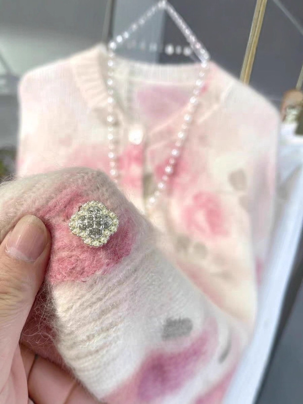 慵懒风渐变色扎染马海毛针织衫女春秋温柔风软糯内搭毛衣套头上衣|undefined