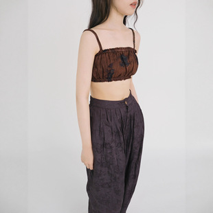 Original Chinese Retro Fashionable Printed Tube Top Vintage Playful Ramie Bottoming Mix and Match Vest D23169