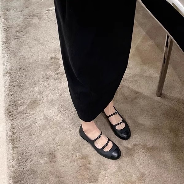 牛皮版~超软底真皮小香风玛丽珍单鞋女水钻芭蕾平底鞋小皮鞋瓢鞋|undefined