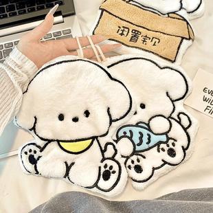 Cute Puppy Hand Towel Kitchen Bathroom Hanging Small Towel Coral Velvet Quick-Drying Absorbent Rag Dormitory