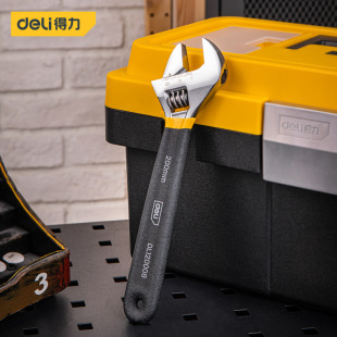 Deli stick plastic handle adjustable wrench 6/8/10/12 inch plastic handle non-slip movable wrench DL120008