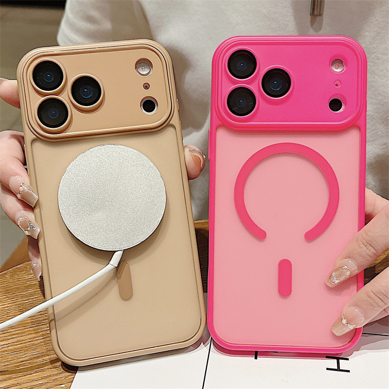 Aplicable para iPhone17pro escudo de succión magnética para teléfonos móviles de silicona 16promax cinta de esmerilado lente cubierta protectora de película