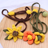 Hat, woven decorations flower-shaped, belt, accessory, flowered