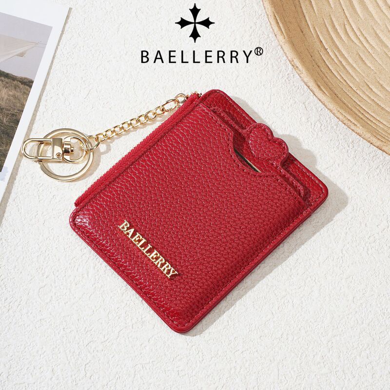 Cute ins-style leather women's wallet card holder, access control credit card case, student keychain, coin purse, card holder