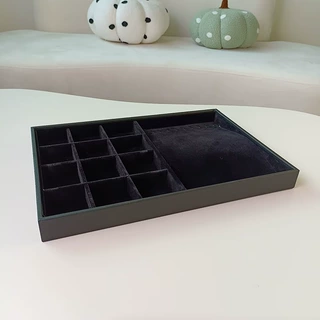 超大项链收纳盒绒布项耳环珠宝箱展示道具首饰品架无盖托盘