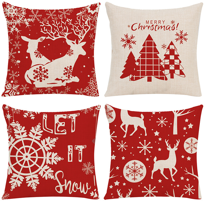 110g Weight Pillow Cases Home Textiles & Decor Type pillow case Event & Party Supplies Polyester Material Fashion Christmas Tree Letter Elk Polyester Pillow Cases