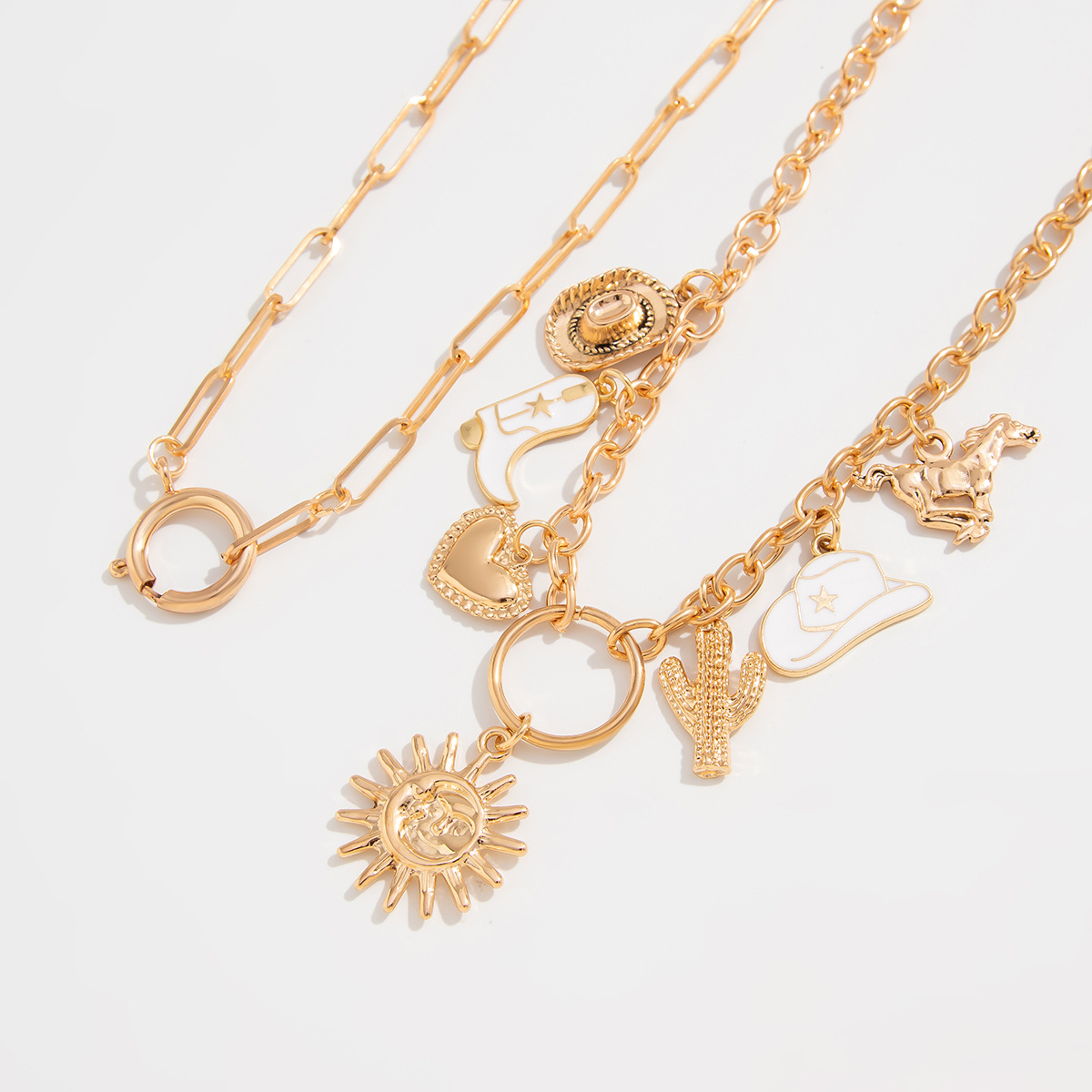 12g Weight Lobster Trigger Clasp Closure Clasp Closure Type Alloy Pendant Material Multi Charms Necklace Classification Alloy Chain Material cable chain Chain Type 1 Piece Quantity Holiday, Travel Occasion Alloy Material Geometric, Heart Shape, Shell Pattern All Seasons Season Women's Gender Plating Design Vacation, Marine Style Style Vacation Marine Style Geometric Heart Shape Shell Alloy Cable Chain Lobster Trigger Clasp Closure Layered Necklaces Wholesale 4