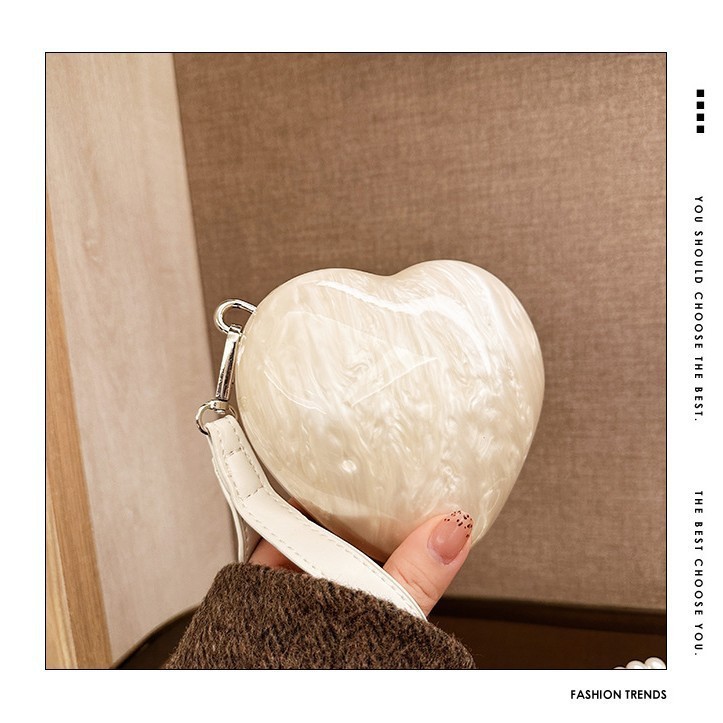 Comercio exterior transfronterizo damas nueva bolsa de cena de moda piedra amor acrílico bolsa de cena de hombro único bolso de mano