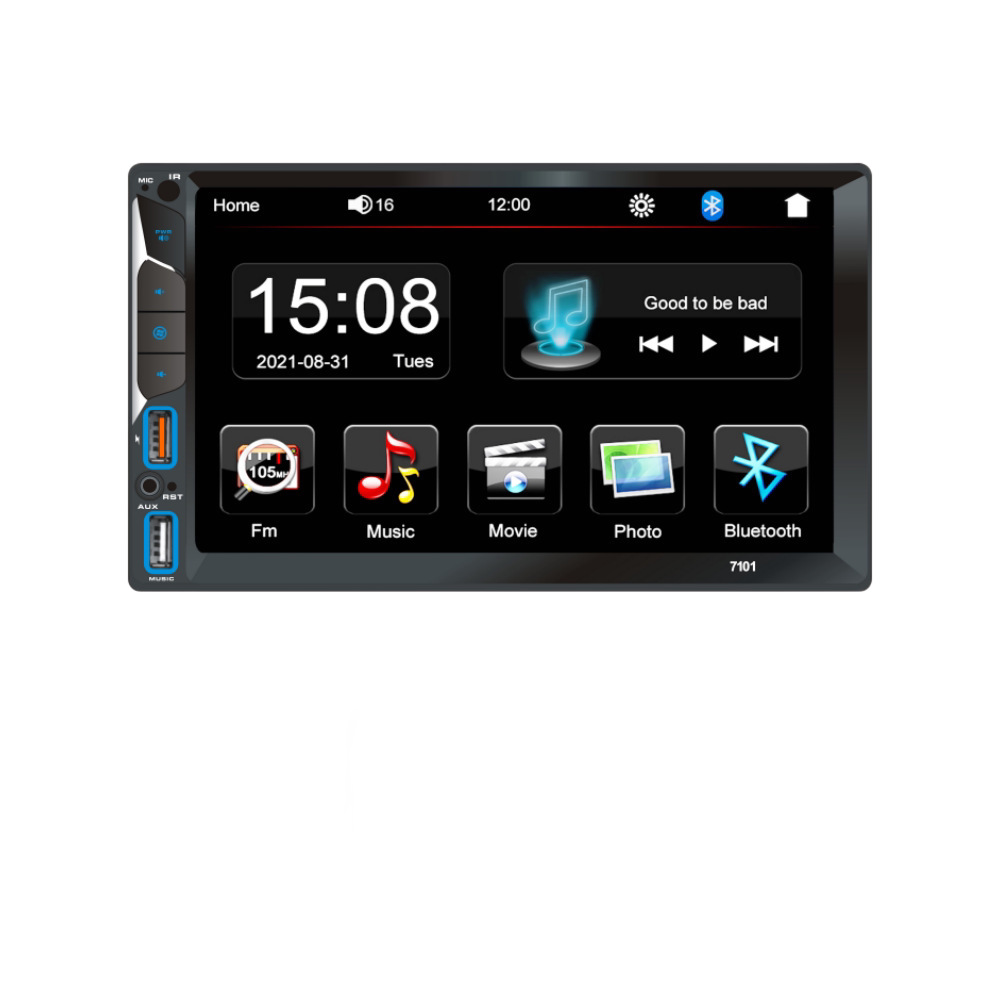 7101 Car Mp5 Bluetooth Player with High-Definition Touch Screen, Reversing Image, Fm Radio, Dual USB Ports
