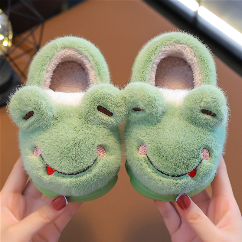 Zapatillas de algodón para niños invierno cálido engrosamiento niños y niñas niños de interior y al aire libre zapatos de felpa bolsa de bebé en casa Zapatos de tacón de algodón