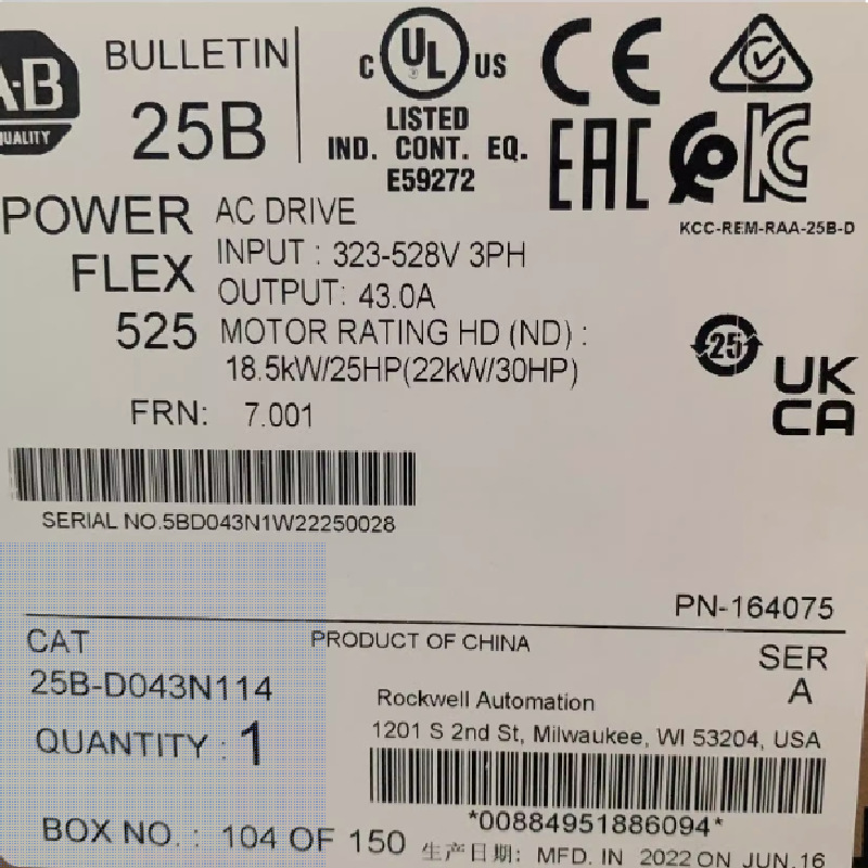 25B-D043N114 罗克韦尔AB 全新现货 变频器 25BD043N114