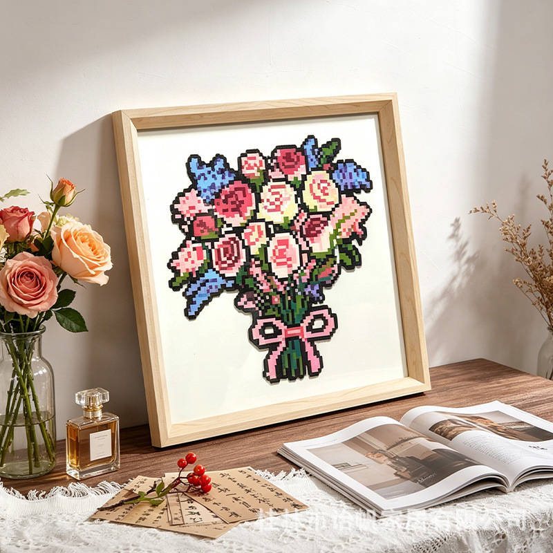 Special photo frame for beaded bouquets, creative handmade DIY beaded product display, empty frame for framing, decorative gift picture frame