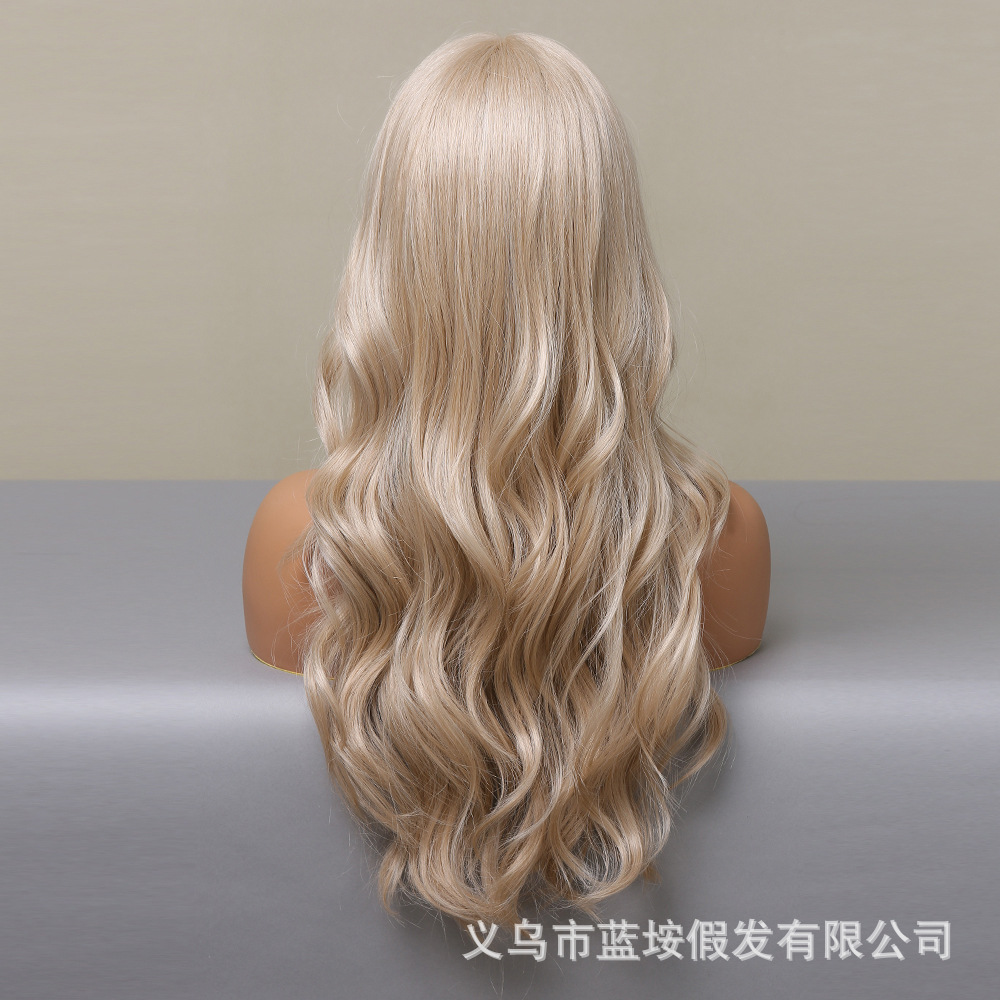 2022 nueva Peluca de encaje de pelo femenino Medio puntos de oro gran ola rollo realista Cosplay Peluca de encaje femenino