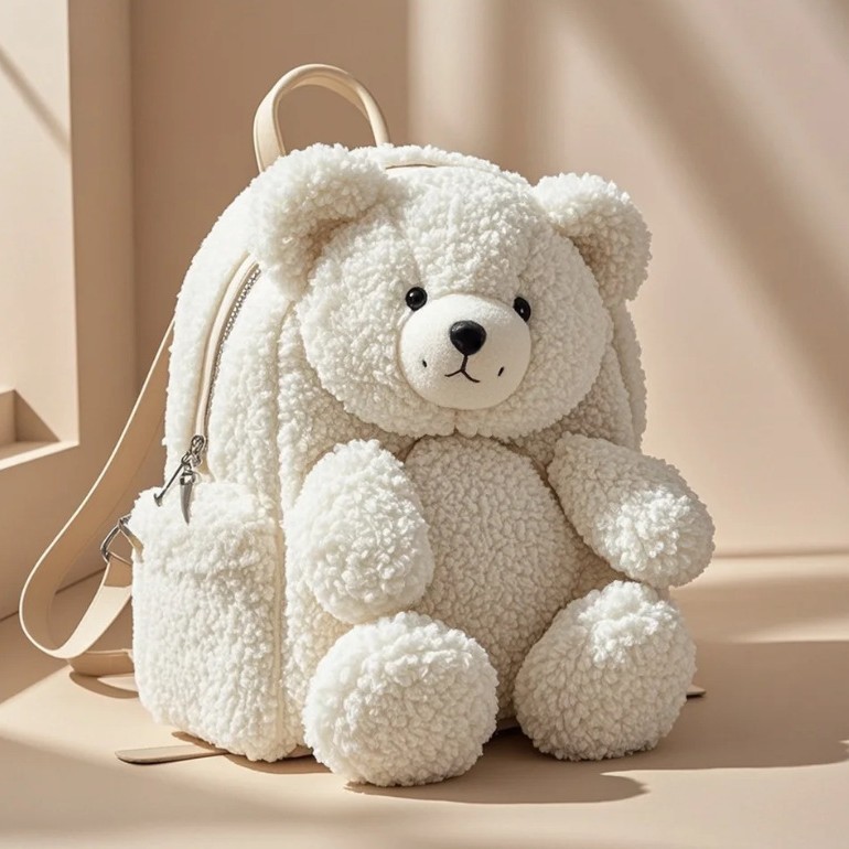 可爱小熊毛绒儿童背包宝宝防走失双肩包幼儿园小学生书包批量定制