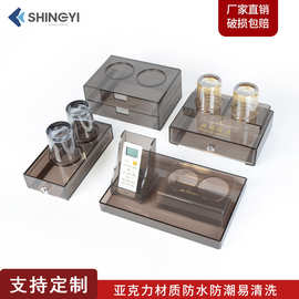 酒店洗漱用品全套收纳盒高档透明茶色亚克力民宿一次性易耗品盒