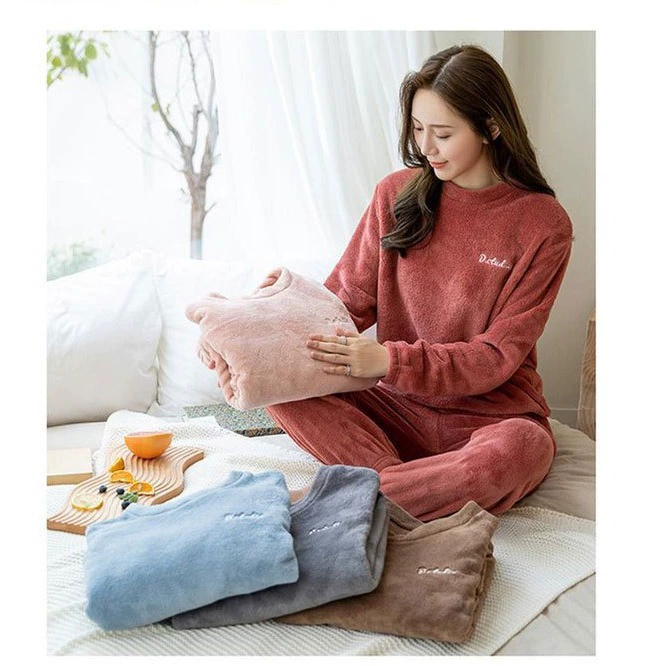 Осенний и зимний коралловый бархатный пижама двухсторонний бархат толстый теплый костюм