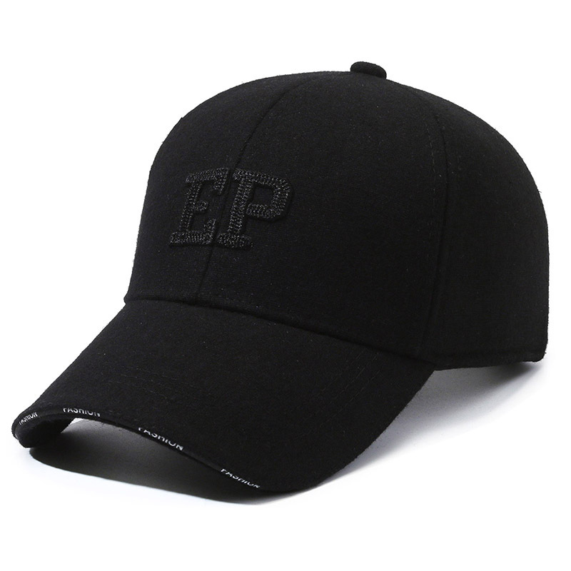 Autumn and Winter New Woolen Hat Men's Thickened Warm Baseball Hat Embroidered Letter Duck Tongue Hat Outdoor Cold_voghion.com
