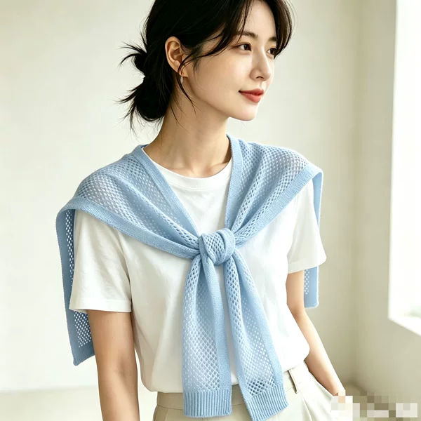 80% new hollow-out thin ice silk knitted shawl to pair with shirts, skirts, outerwear, T-shirts, small vests, summer women's dresses