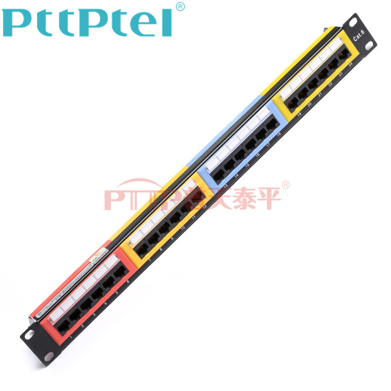 PTTP普天泰平 六类24口非屏蔽配线架 CAT6 UTP 24位彩色配线架