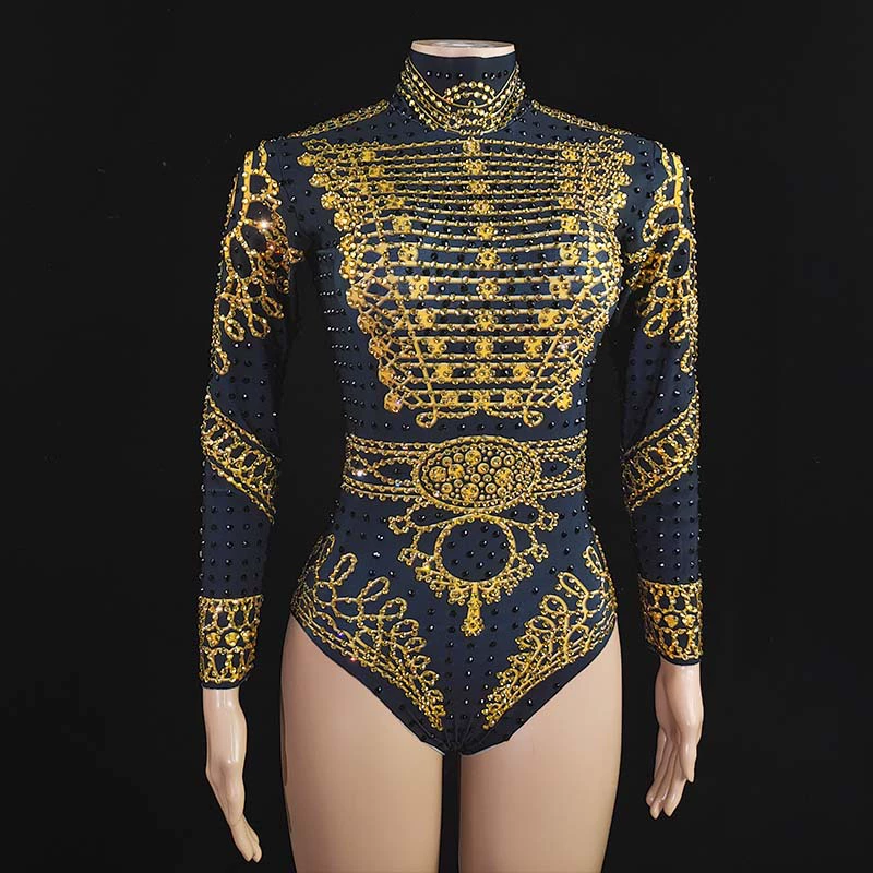 STOCK Европейские и американские певцы танцуют сексуальный блестящий бриллиантовый эластический комбинезон сценический костюм
