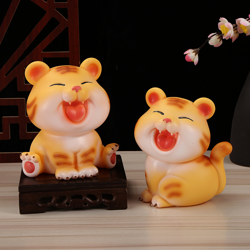 Children's Creative Cute Tiger Piggy Bank Craft Ornament Festival Gift Large Capacity Resin Money Bank