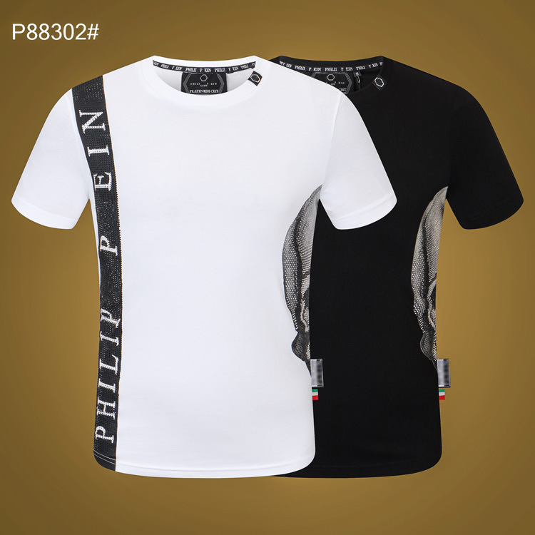 European and American Trendy Brand Philip Pule Summer Pp Men's Short-Sleeved Skull Hot Diamond Cotton T-Shirt Dropshipping Hot Diamond