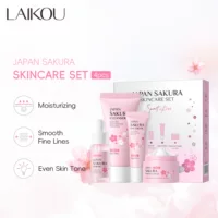 Трансграничный набор средств по уходу за кожей Laiko Japanese Sakura, набор из 4 предметов, очищающая эссенция, крем для глаз, крем для лица, производитель, оптовая продажа