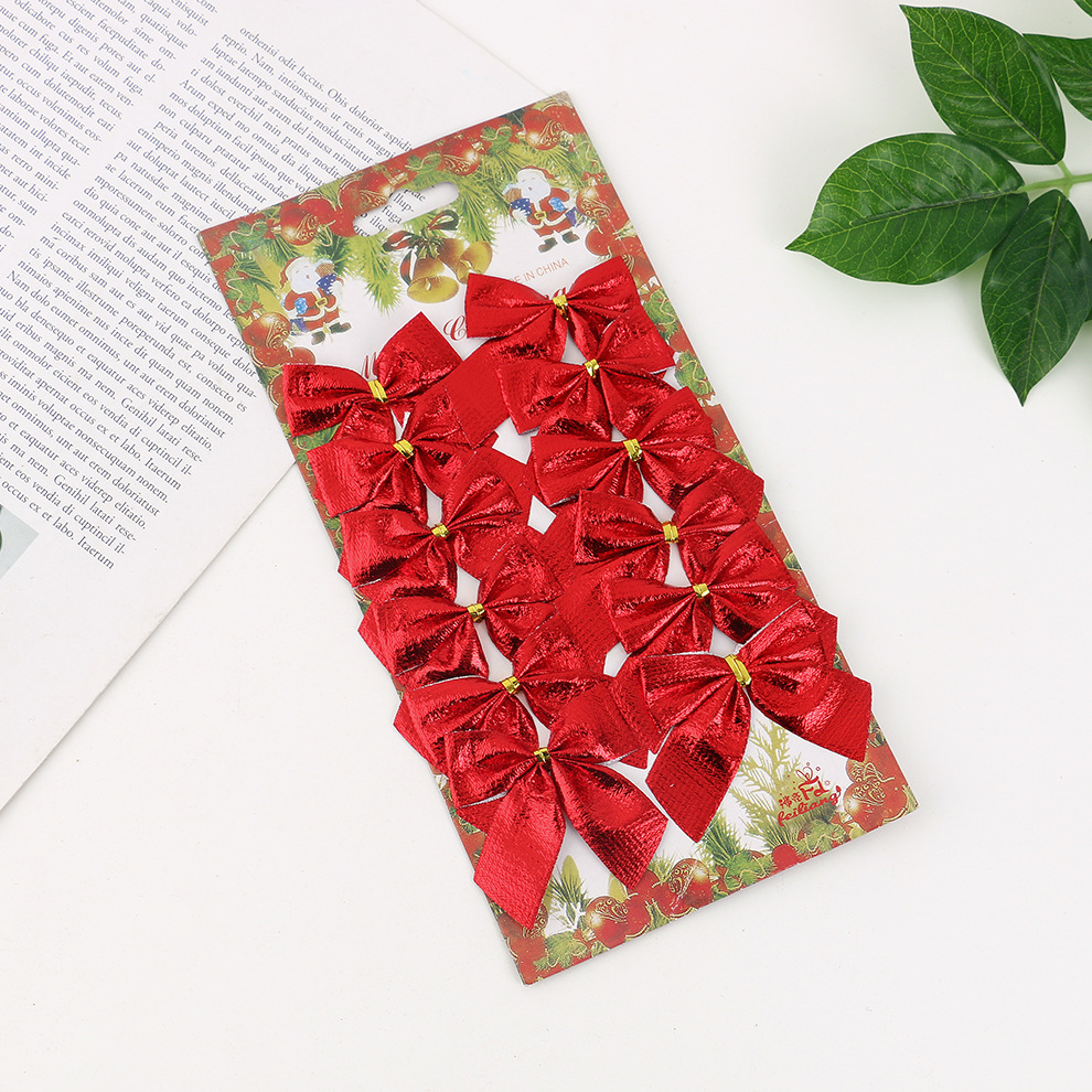 Fabricante de Navidad bowknot 5.5cm12 bowknot rojo oro y plata paño rojo árbol de Navidad decoraciones colgante