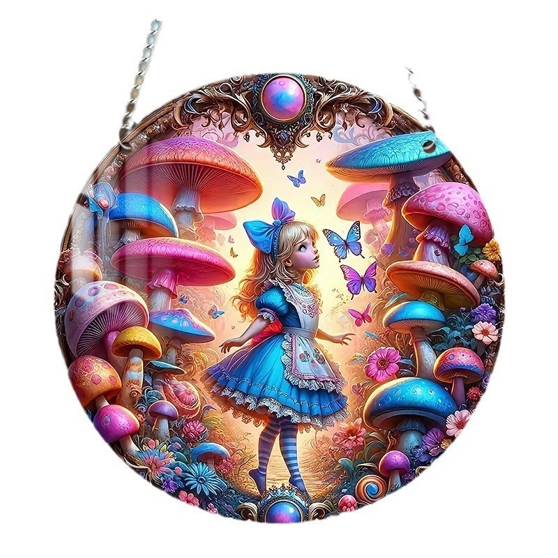 Decoración creativa transfronteriza acrílica disco plano colgar princesa de cuento de hadas belleza figura de captura de sol ventana decoración porche