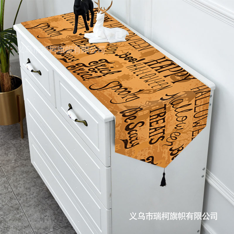 アマゾンクロスボーダー新型ハロウィーン装飾テーブルクロスお化け祭りかぼちゃ幽霊パーティー家族会食異形テーブル旗|undefined