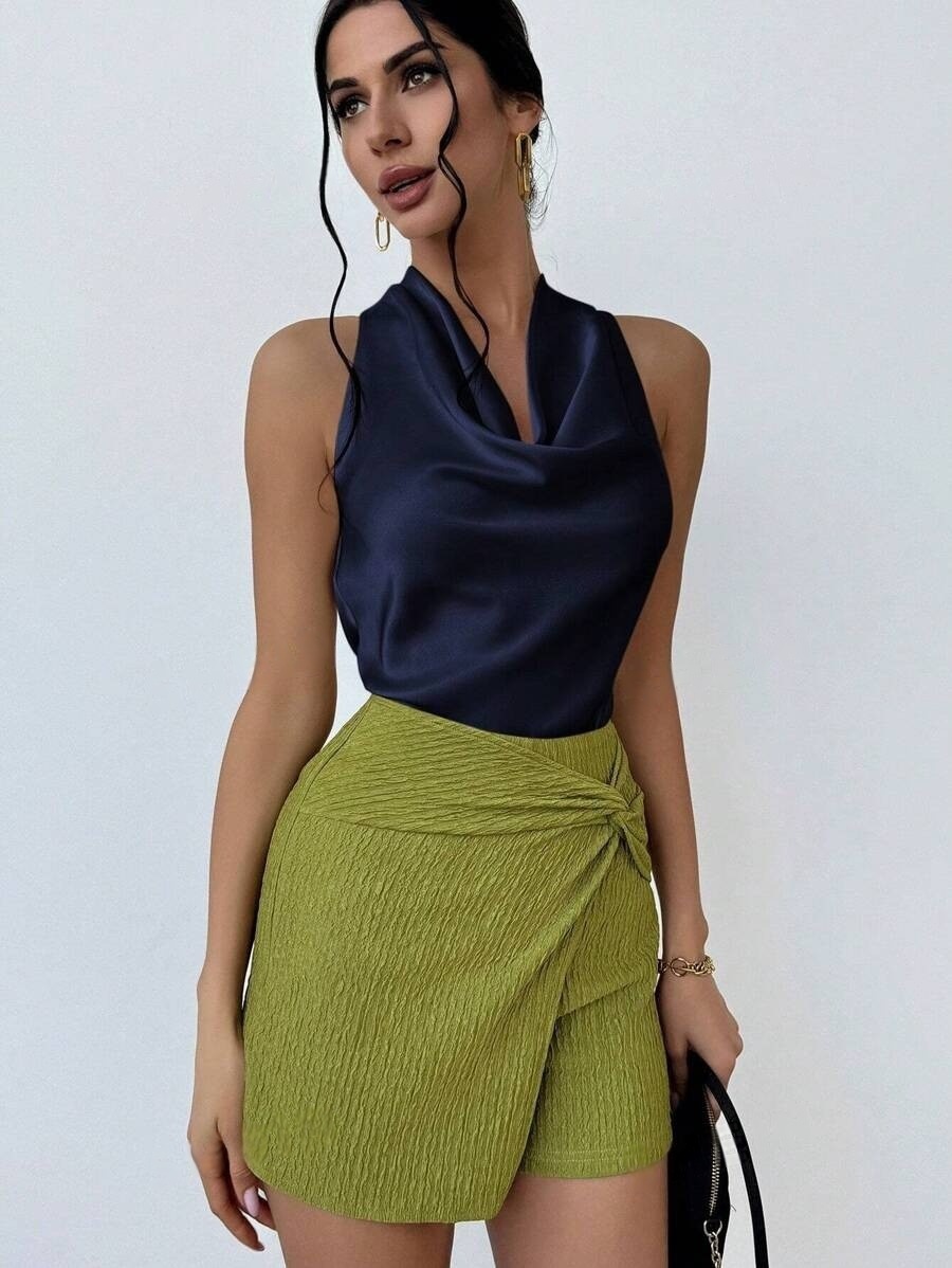 Ärmellose Damen Satinbluse Elegantes Business Oberteil Für Sommer_voghion.com