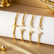 欧美跨境T家t家手镯双t开口手环蒂家钛钢手镯不掉色饰品18k金手饰