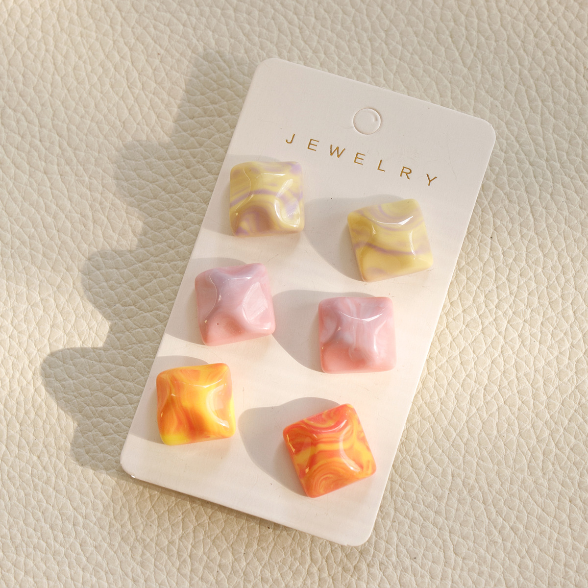 Daily Occasion 1 Set Simple Style Round Square Hollow Out Arylic Ear Studs