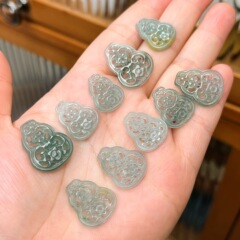 天然a品藍水翡翠ひょうたん透かし彫り部品中国風イヤリングdiy氷透装飾ブレスレットペンダント卸売り