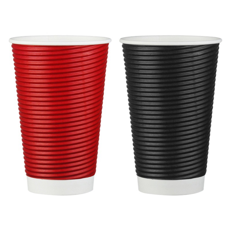 Disposable Paper Cups, Double-Layer Corrugated Cups, Leak-Proof Coffee and Milk Tea Takeaway Packaging Cups with Lids, Disposable Paper Cups Can Be Customized