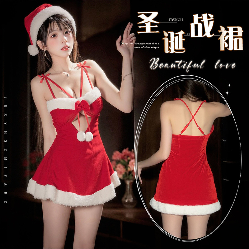 Private Moon Sexy Lingerie Pure Desire Christmas New Year European and American Robe Cos Santa Claus Temptation Abstinence Sexy Nightdress