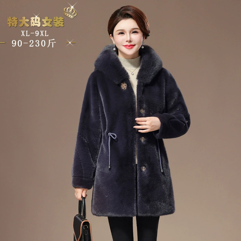 Зимняя новая серебряная норковая шляпа воротник женский толстый, утолщенный, теплый длинный пиджак