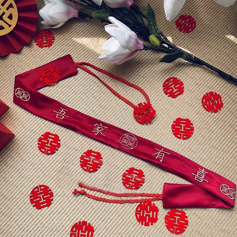 結納金、結婚式のベルト用品、赤い新郎新婦、金持ちのペア、ウエストベルト、マネーバッグ、結婚式、義母|undefined