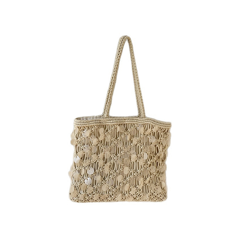 Cross-Border Niche Luxury Spring/Summer Single Shoulder Woven Bag, Large Capacity Women's Hollow Out Handmade Crochet Bag - Thumbnail 4