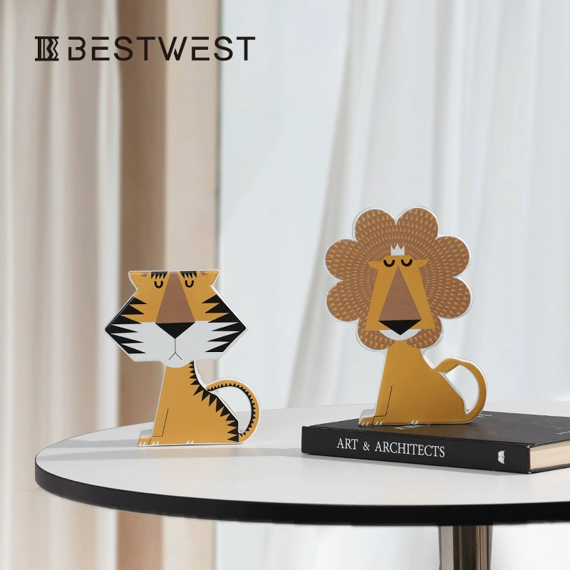 Boxi Home Креативное окрашенное керамическое украшение льва Тигра современное высококачественное легкое роскошное мягкое украшение дома